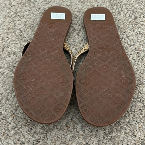 Ugg leopard print exotic thong leather lined soft bed sandals sz 9 - Picture 6 of 7